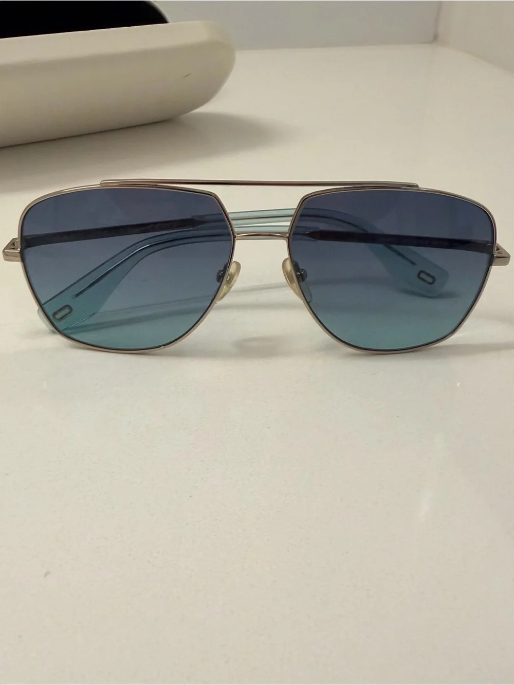 Marc Jacobs Gold Frame Sunglasses with Blue-Green Gradient Lenses